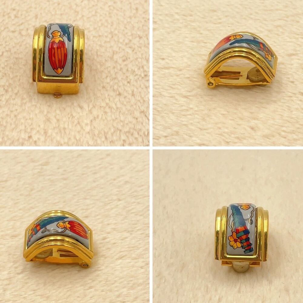 Hermes GD Enamel Earrings Perfume Bottle pattern W/Box - Picture 11 of 16